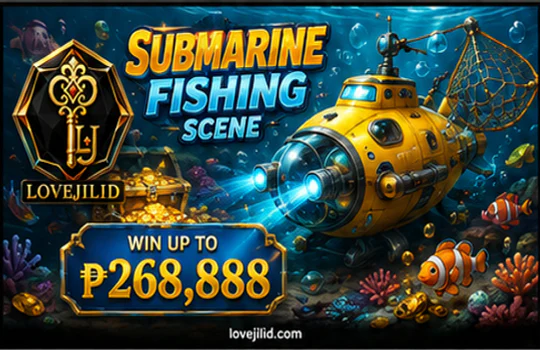 Busy LOVEJILI fishing screen with multiple targets, cannon effects, and visible resource feedback
