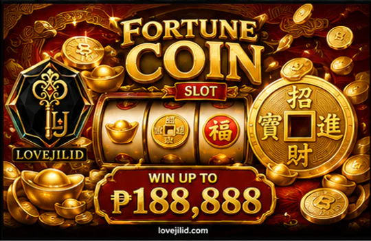 LOVEJILI slot mobile controls showing reels, bet settings, spin button, and menu access